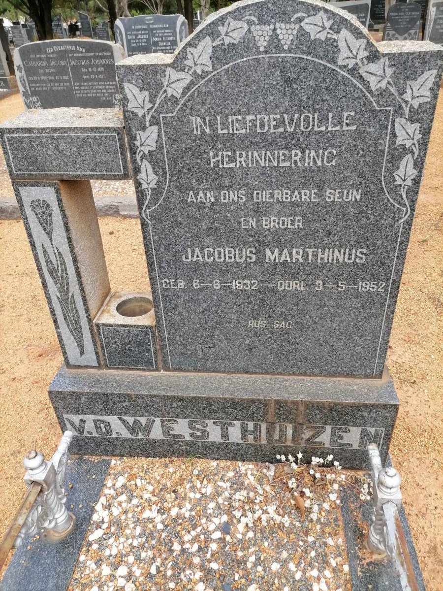 WESTHUIZEN Jacobus Marthinus, v.d. 1932-1952