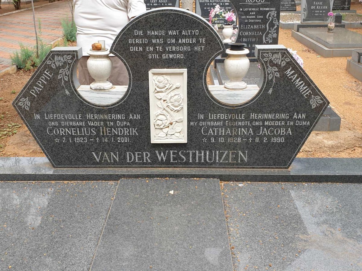 WESTHUIZEN Cornelius Hendrik, van der 1923-2001 &amp; Catharina Jacoba 1928-1990