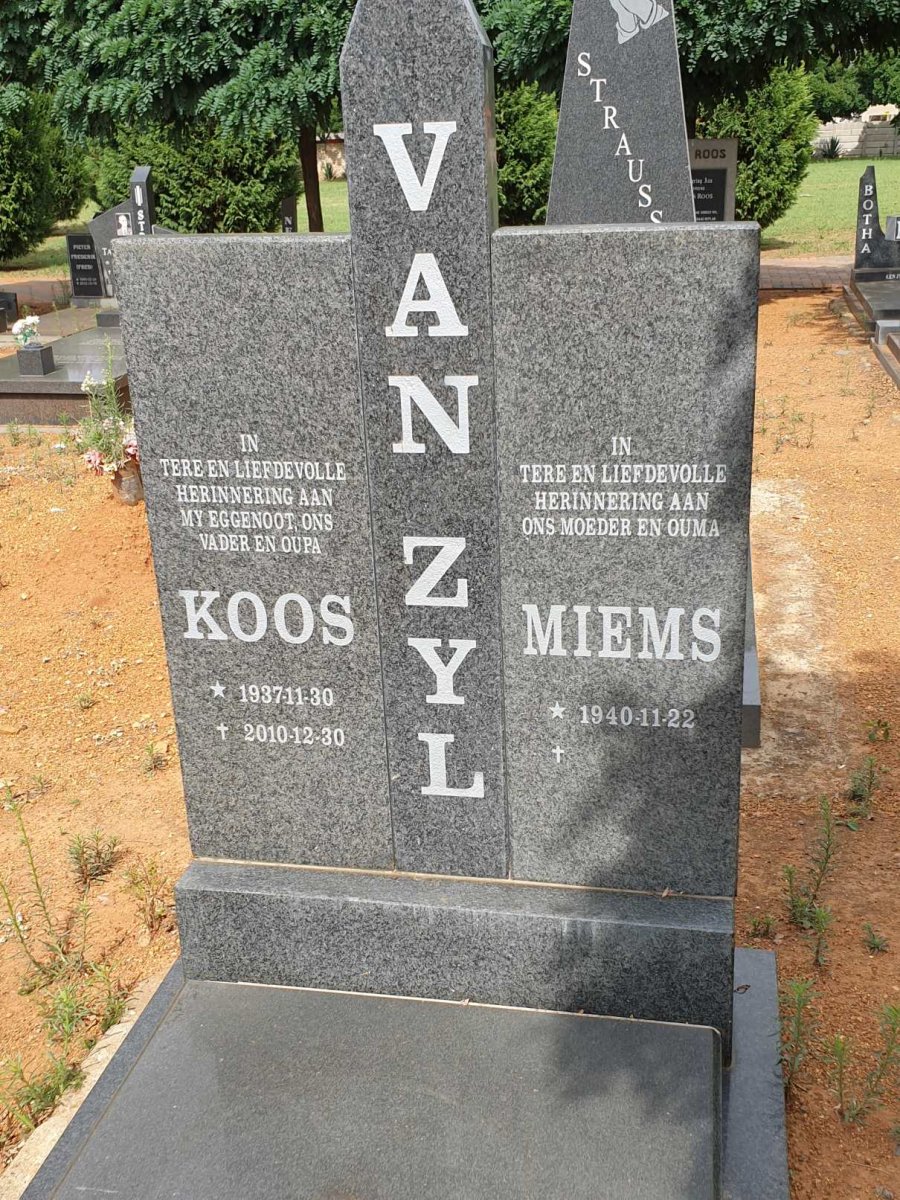 ZYL Koos, van 1937-2010 &amp; Miems 1940-