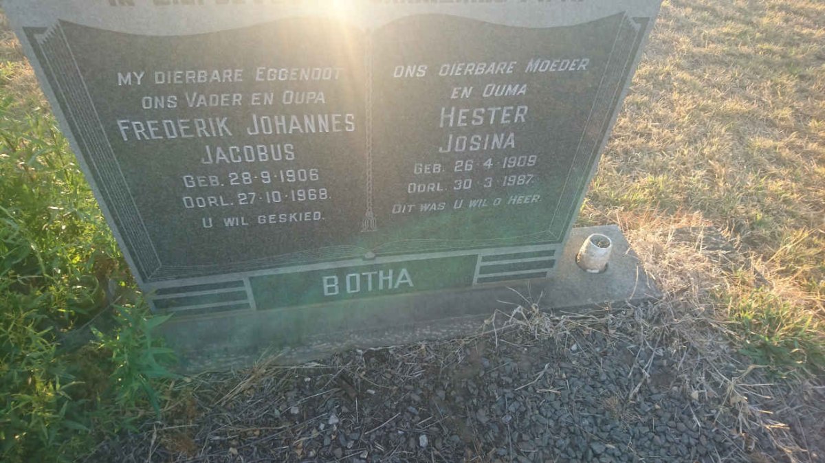 BOTHA Frederik Johannes Jacobus 1906-1968 &amp; Hester Josina 1909-1987