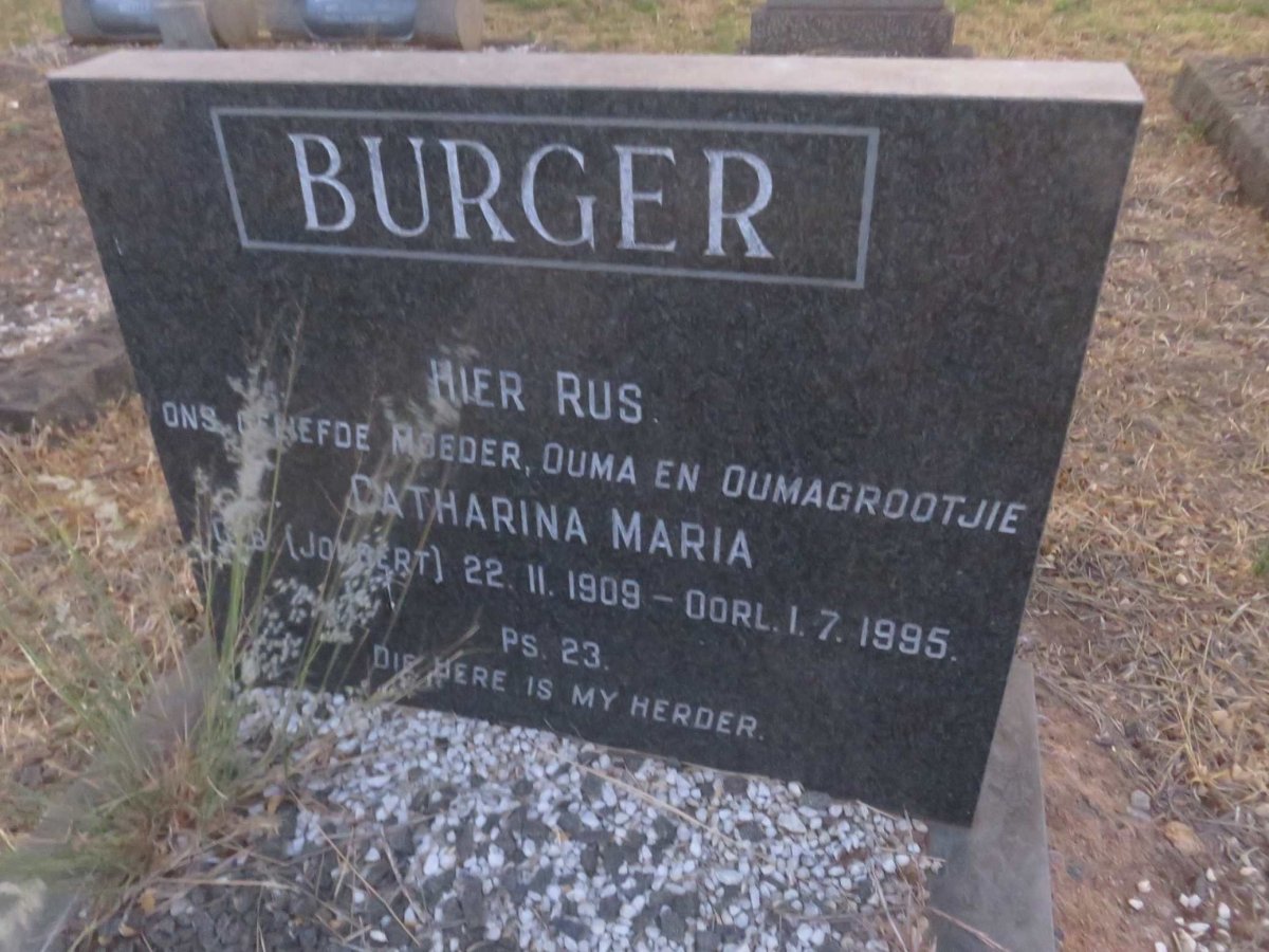 BURGER Catharina Maria nee JOUBERT 1909-1995