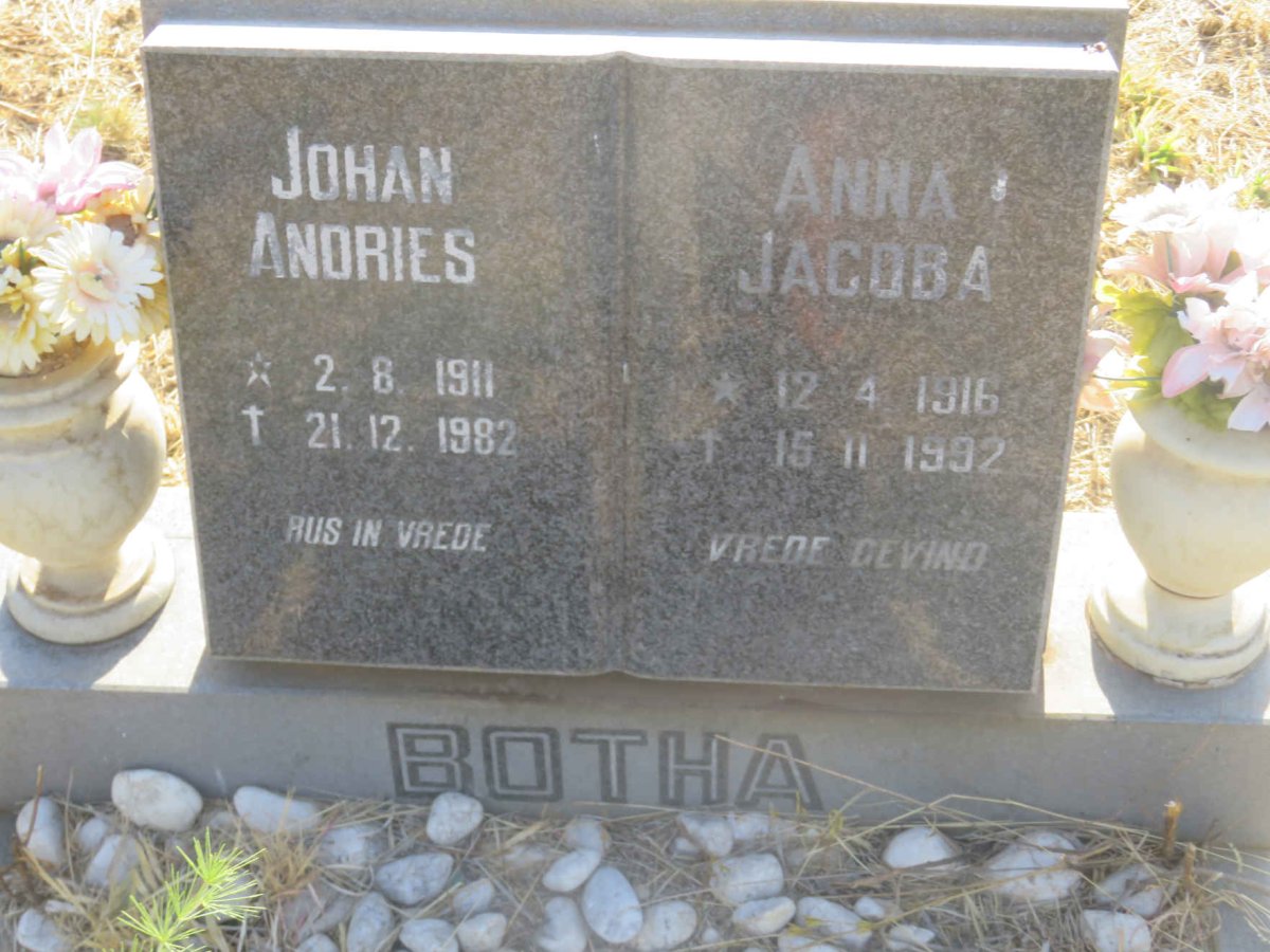 BOTHA Johan Andries 1911-1982 &amp; Anna Jacoba 1916-1992