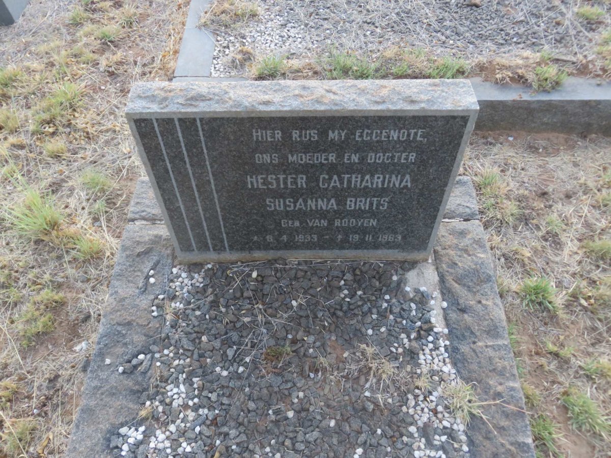 BRITS Hester Catharina Susanna nee VAN ROOYEN 1933-1963