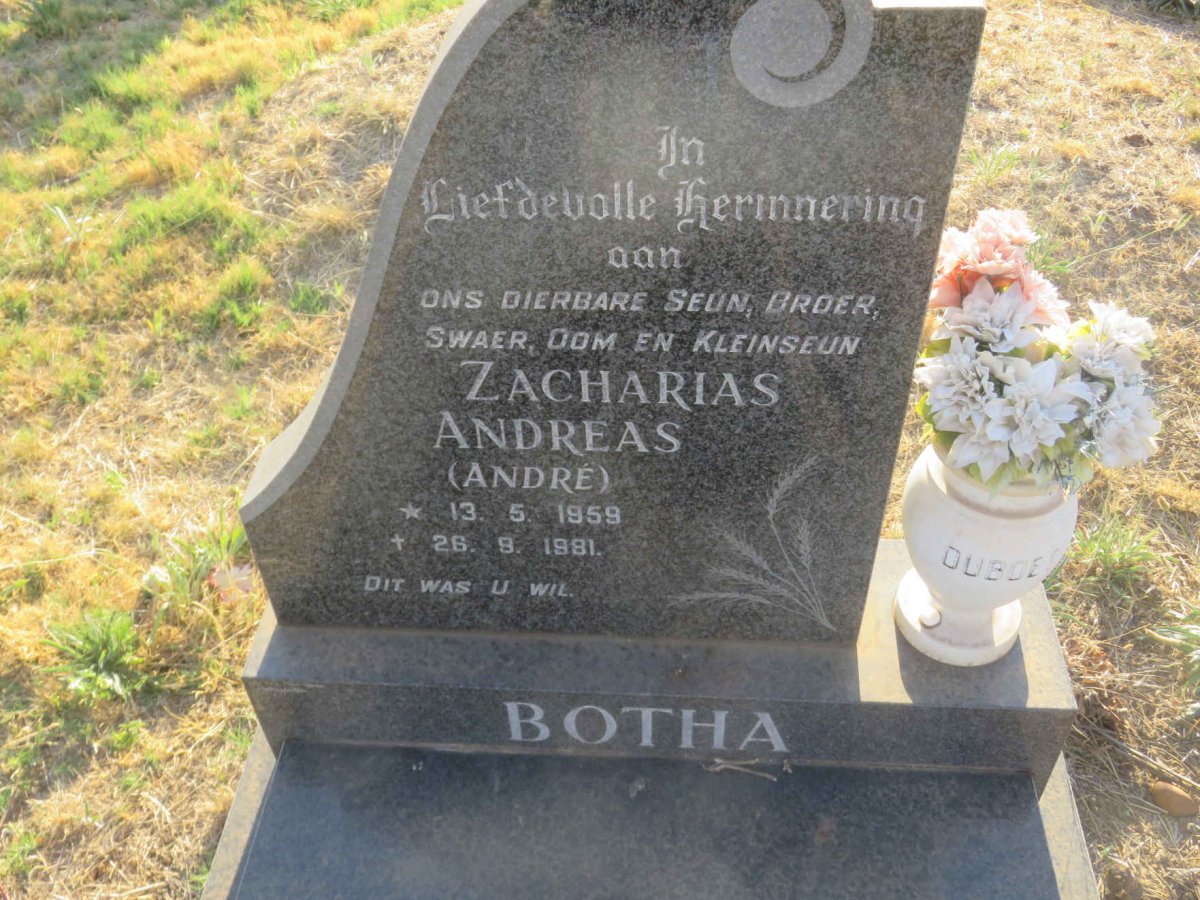 BOTHA Zacharias Andreas 1959-1981