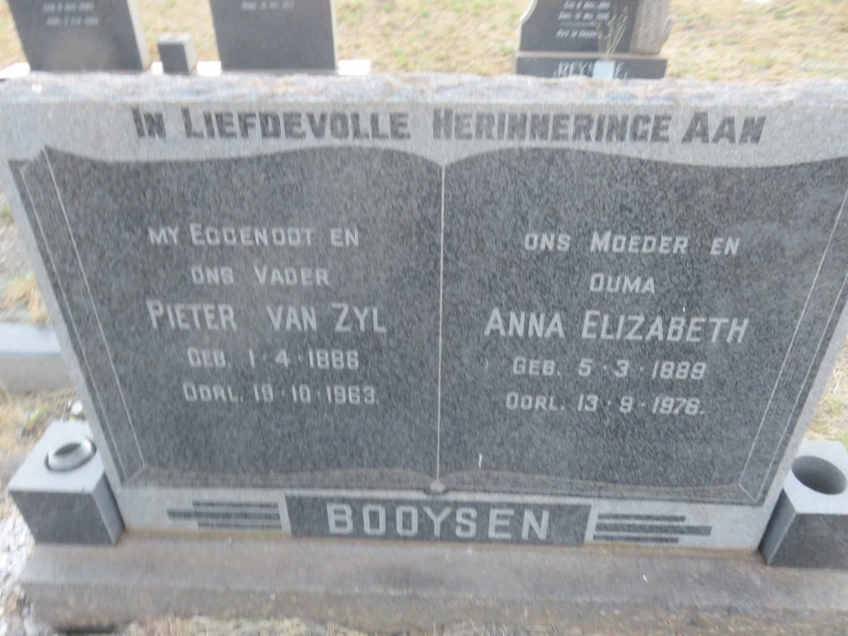 BOOYSEN Pieter van Zyl 1886-1963 &amp; Anna Elizabeth 1889-1976