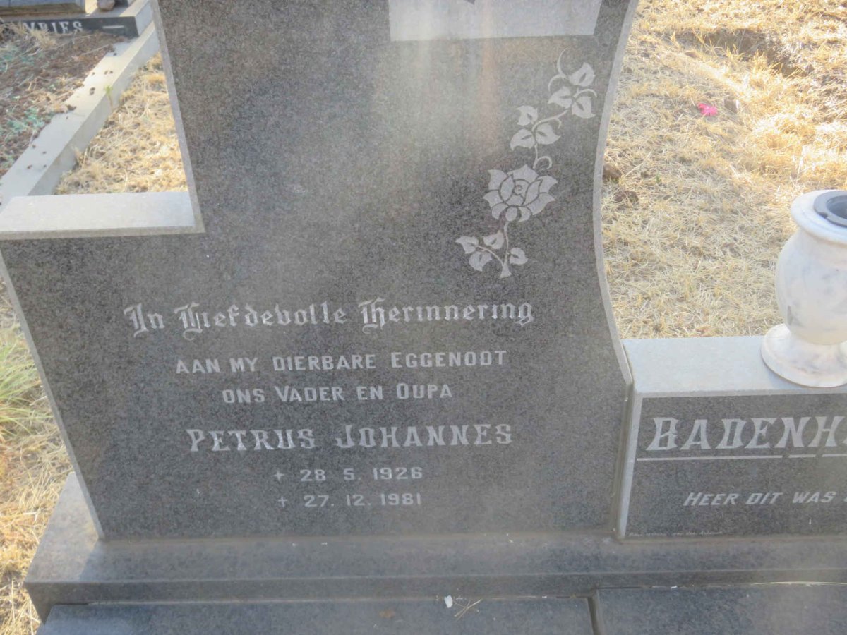 BADENHORST Petrus Johannes 1926-1981
