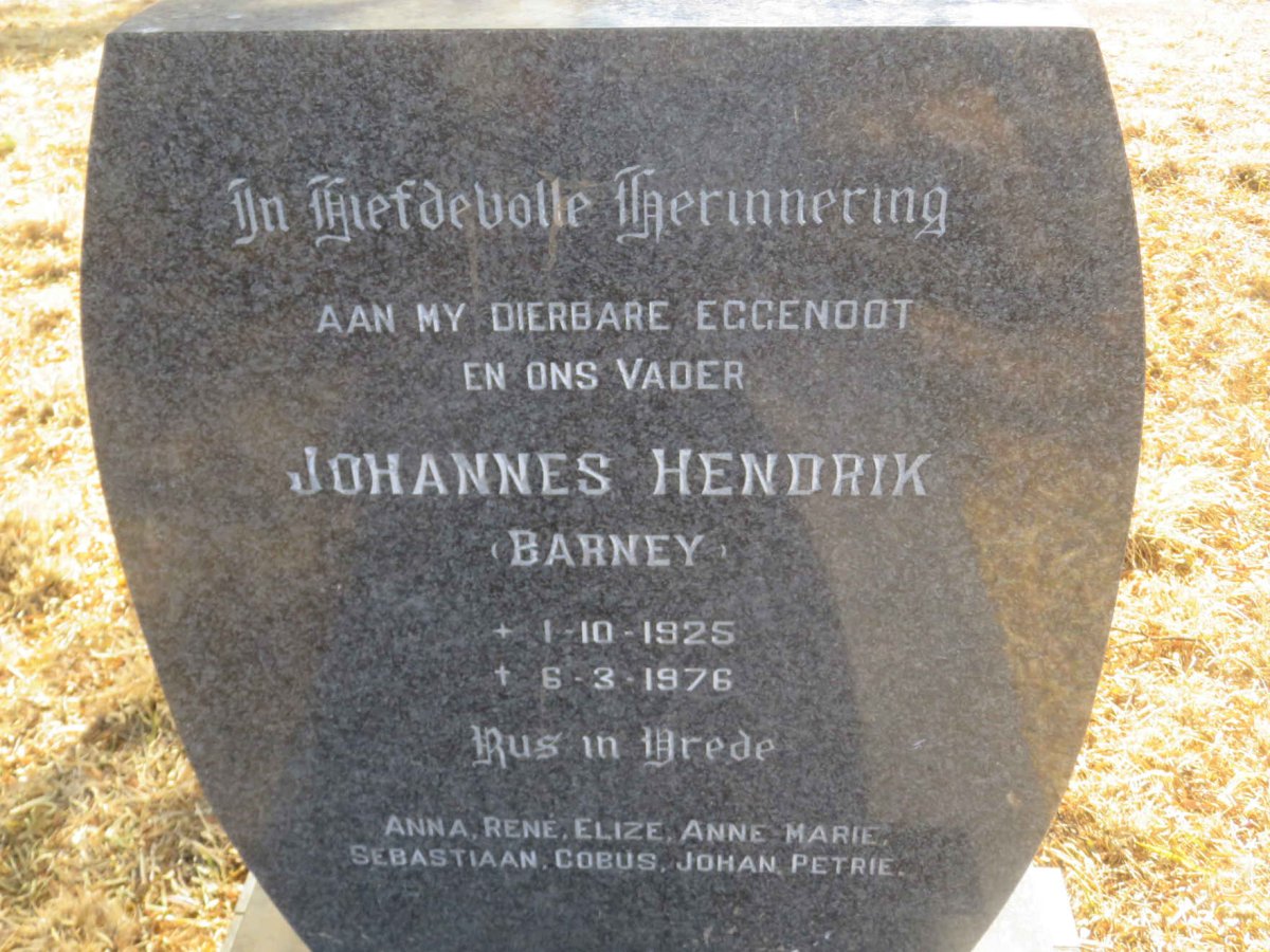 BARNARD Johannes Hendrik 1925-1976
