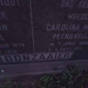 BOONZAAIER Christiaan Petrus 1879-1970 &amp; Carolina Maria Petronella 1890-1971