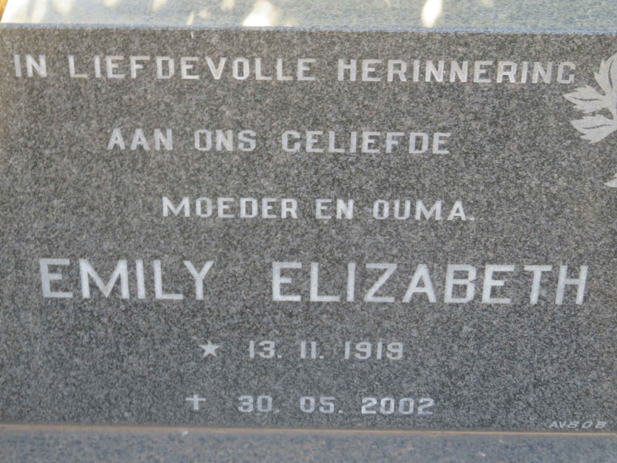 BOTHA Emily Elizabeth nee HARRIS 1919-2002