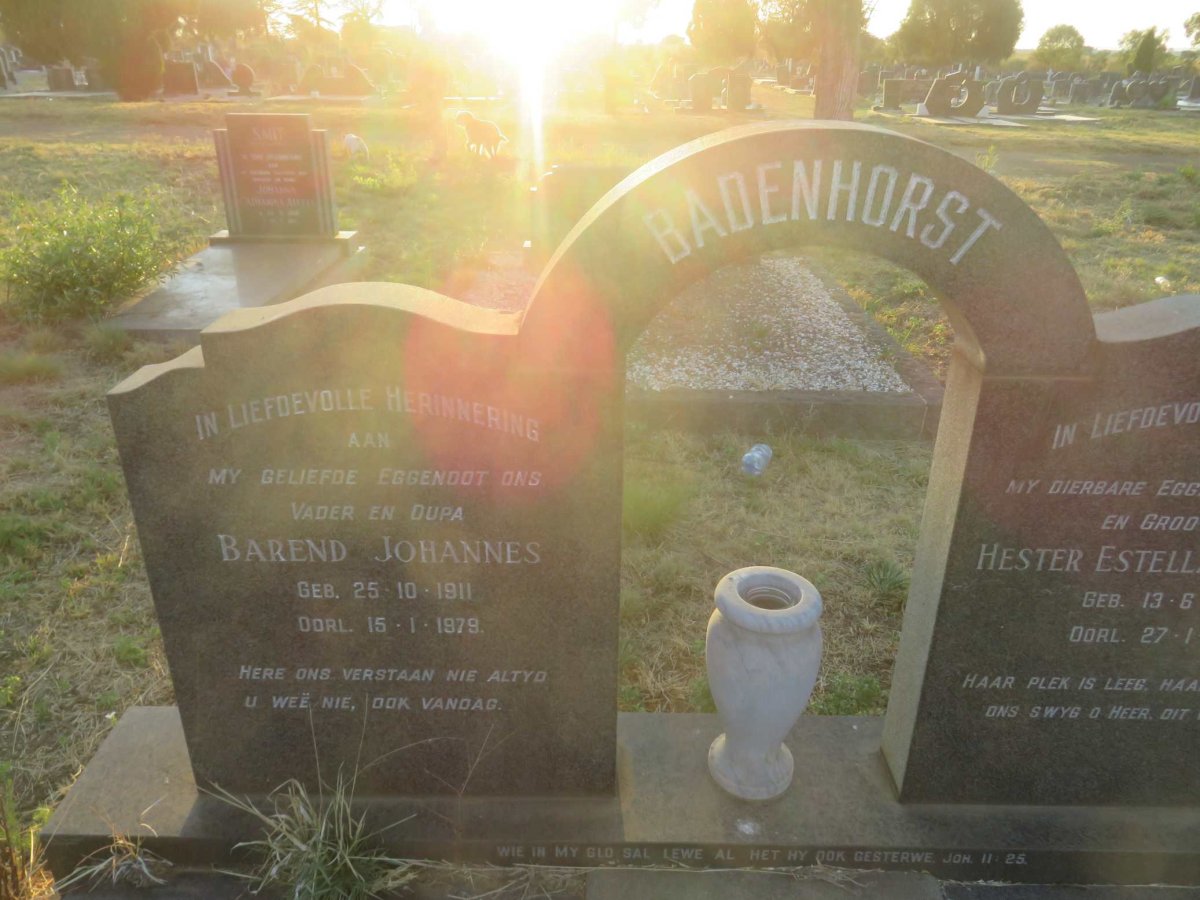 BADENHORST Barend Johannes 1911-1979 &amp; Hester Estella Emmerentia 1912-1968