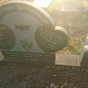 BEESLAAR James John 1965-1984 :: VAN DER MERWE Aletta Lea Jacoba 1920-1982