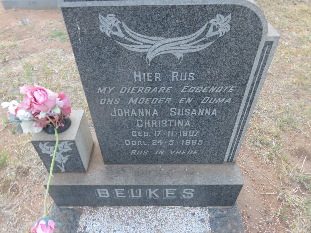 BEUKES Phillipus Jacobus 1903-1976 &amp; Johanna Susanna Christina 1907-1965