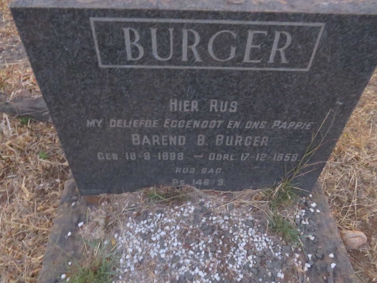BURGER Barend B. 1898-1959