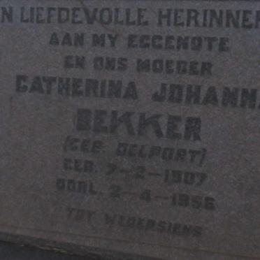 BEKKER Catherina Johanna nee DELPORT 1907-1956