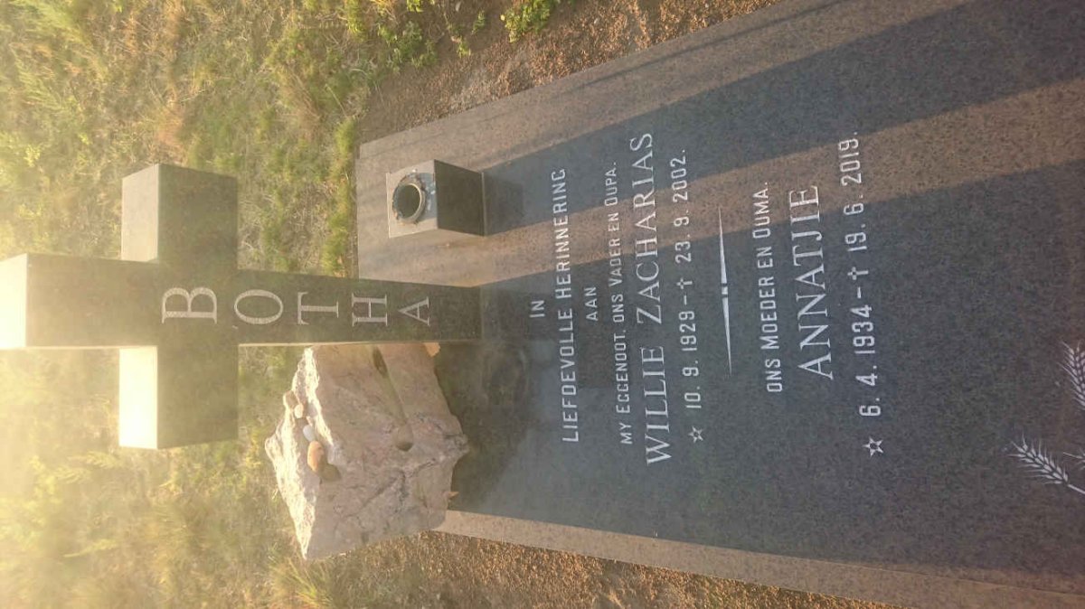 BOTHA Willie Zacharias 1929-2002 &amp; Annatjie 1934-2019