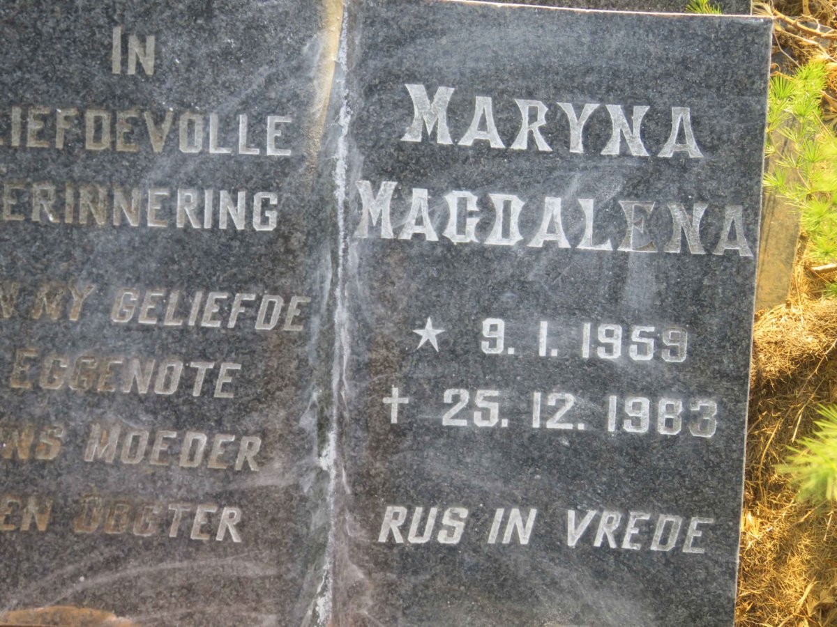 BEZUIDENHOUT Maryna Magdalena 1959-1983