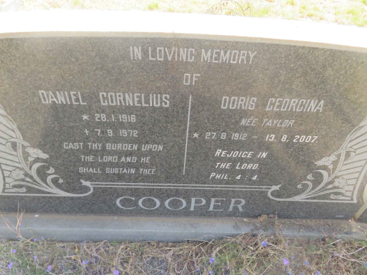 COOPER Daniel Cornelius 1916-1972 &amp; Doris Georgina TAYLOR 1912-2007