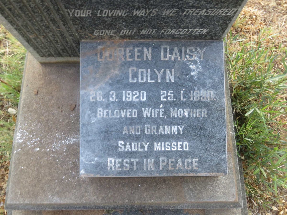 COLYN John Westerman 1905-1963 &amp; Doreen Daisy 1920-1990