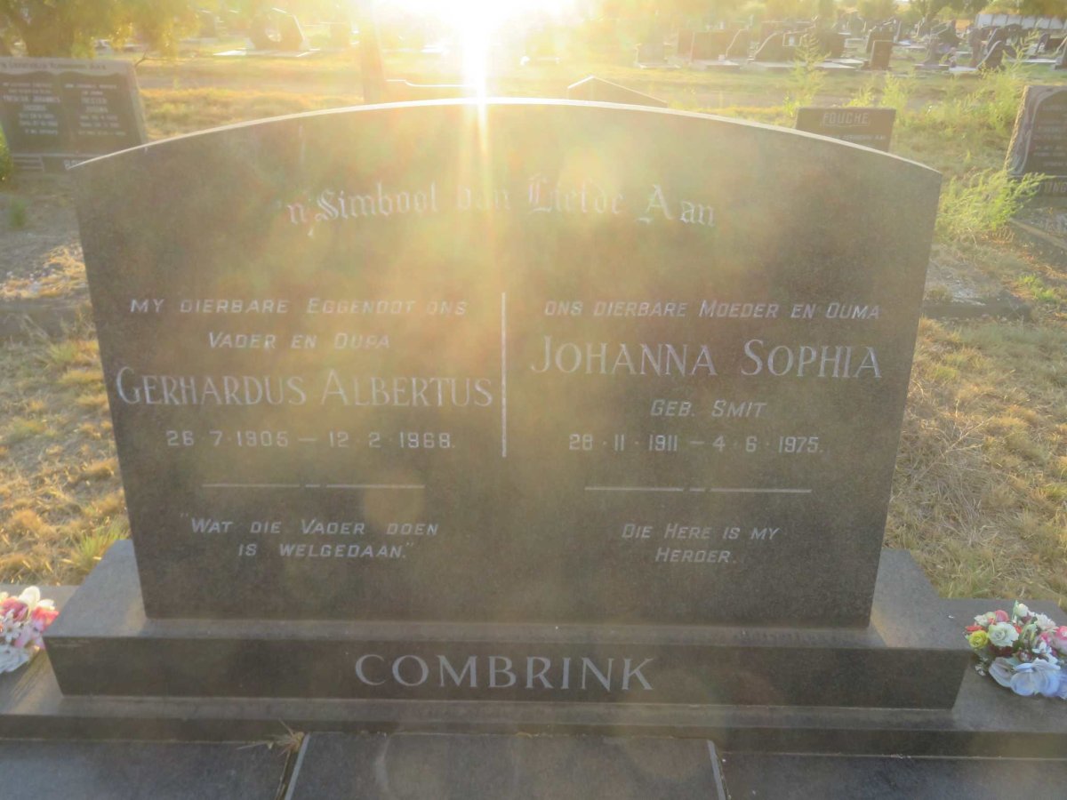 COMBRINK Gerhardus Albertus 1905-1968 &amp; Johanna Sophia SMIT 1911-1975