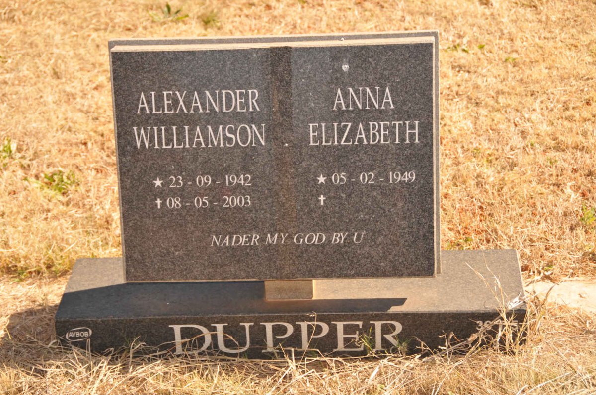 DUPPER Alexander Williamson 1942-2003 &amp; Anna Elizabeth 1949-