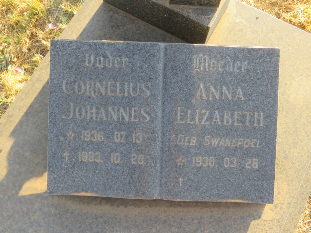 ERASMUS Cornelius Johannes 1936-1983 &amp; Anna Elizabeth SWANEPOEL 1938-
