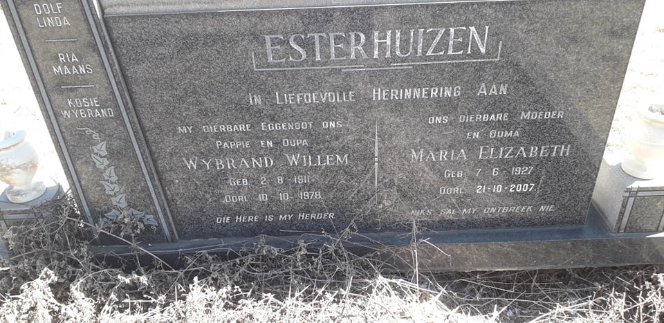 ESTERHUIZEN Wybrand Willem 1911-1978 &amp; Maria Elizabeth 1927-2007