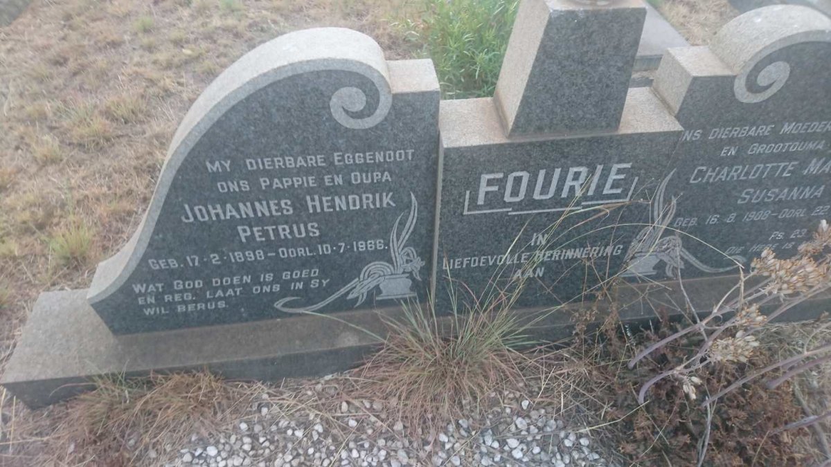 FOURIE Johannes Hendrik Petrus 1898-1966 &amp; Charlotte Maria Susanna 1908-1986