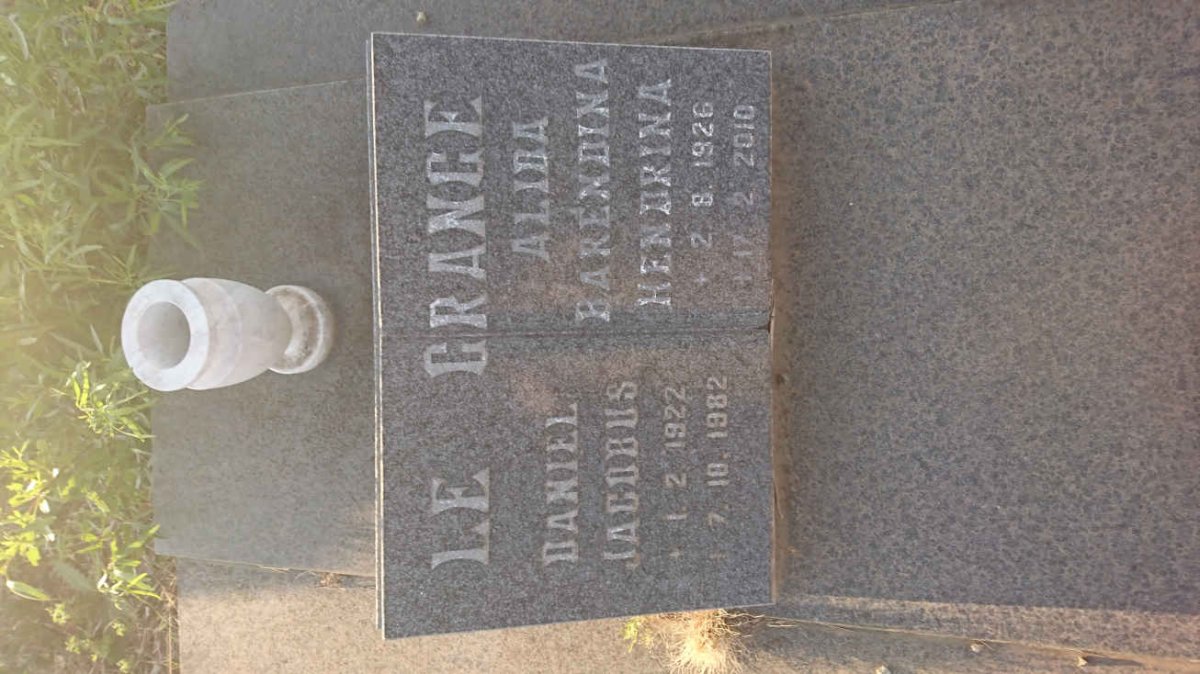 GRANGE Daniel Jacobus, le 1922-1982 &amp; Alida Barendina Hendrina 1926-2010