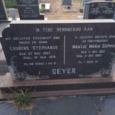GEYER Lourens Stephanus 1907-1970 &amp; Maatje Maria Sophia 1907-1997