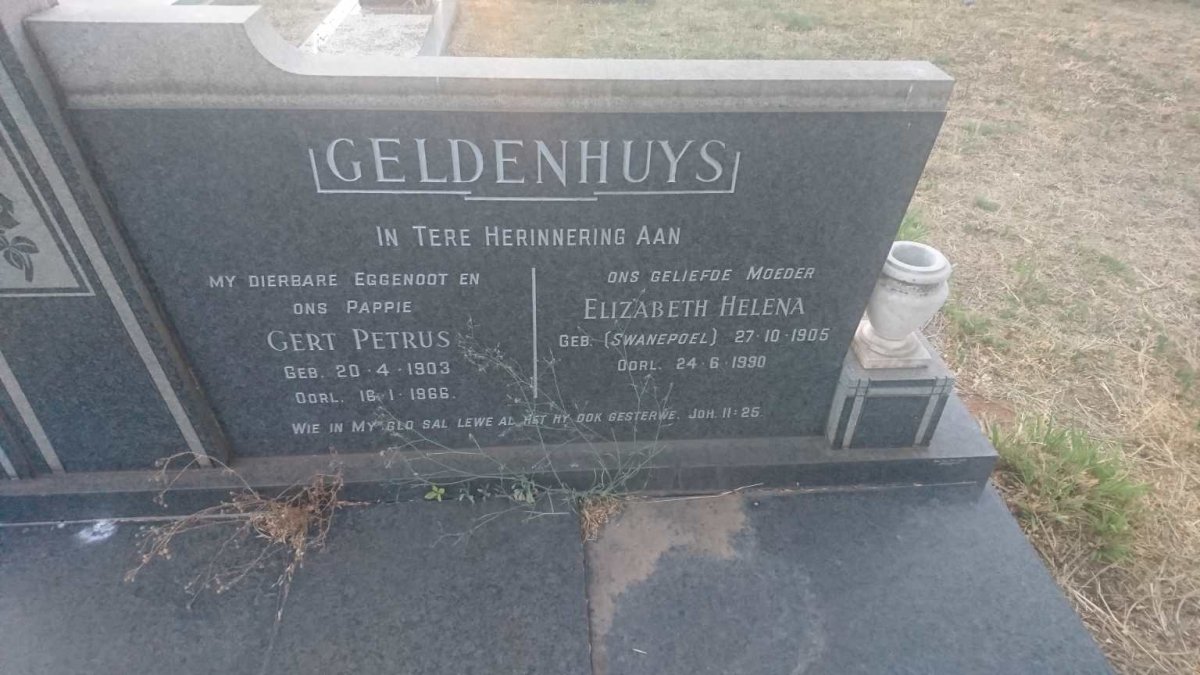 GELDENHUYS Gert Petrus 1903-1966 &amp; Elizabeth Helena SWANEPOEL 1905-1990