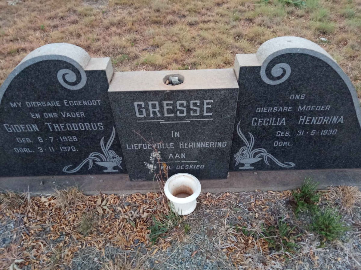GRESSE Gideon Theodorus 1928-1970 &amp; Cecilia Hendrina 1930-