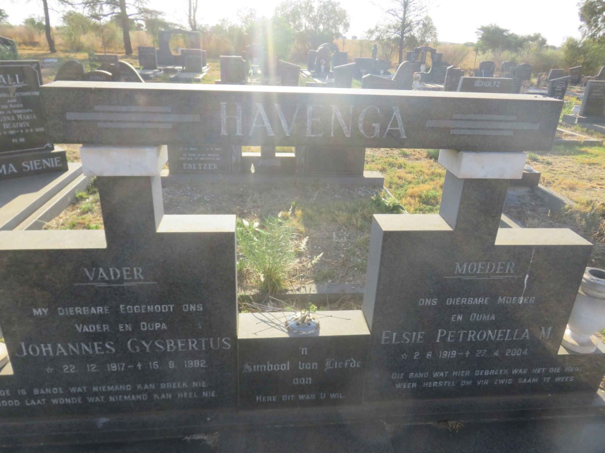 HAVENGA Johannes Gysbertus 1917-1982 &amp; Elsie Petronella M. 1919-2004