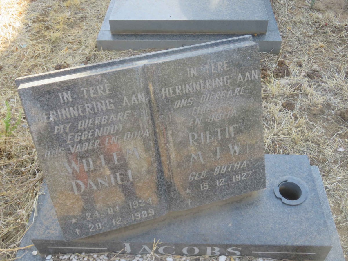 JACOBS Willem Daniel 1924-1989 &amp; M.J.W BOTHA  1927-