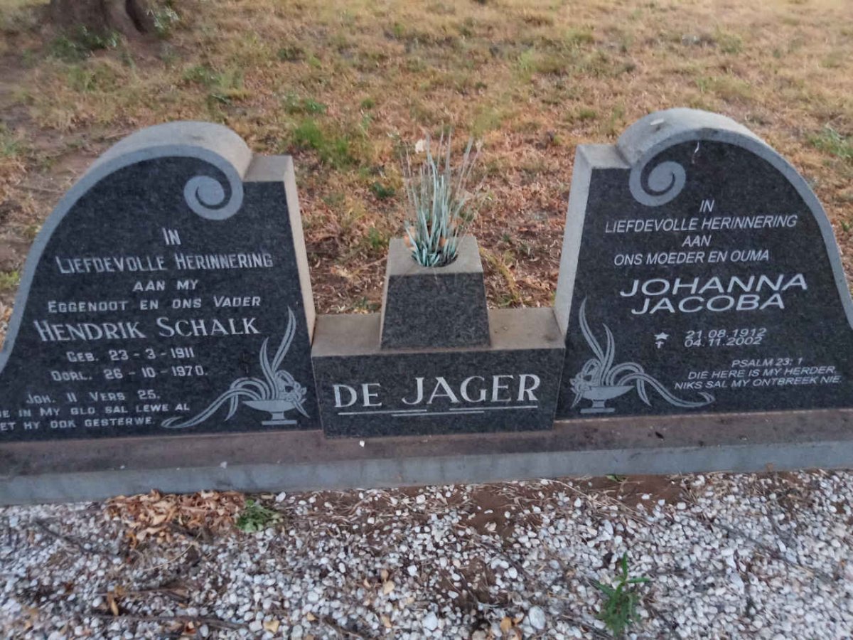 JAGER Hendrik Schalk, de 1911-1970 &amp; Johanna Jacoba 1912-2002