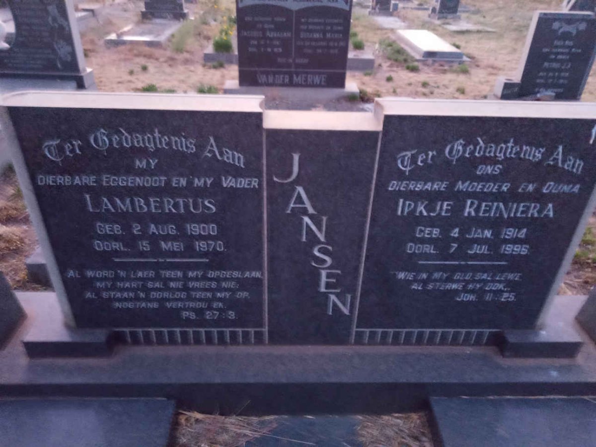 JANSEN Lambertus 1900-1970 &amp; Ipkje Reiniera 1914-1996