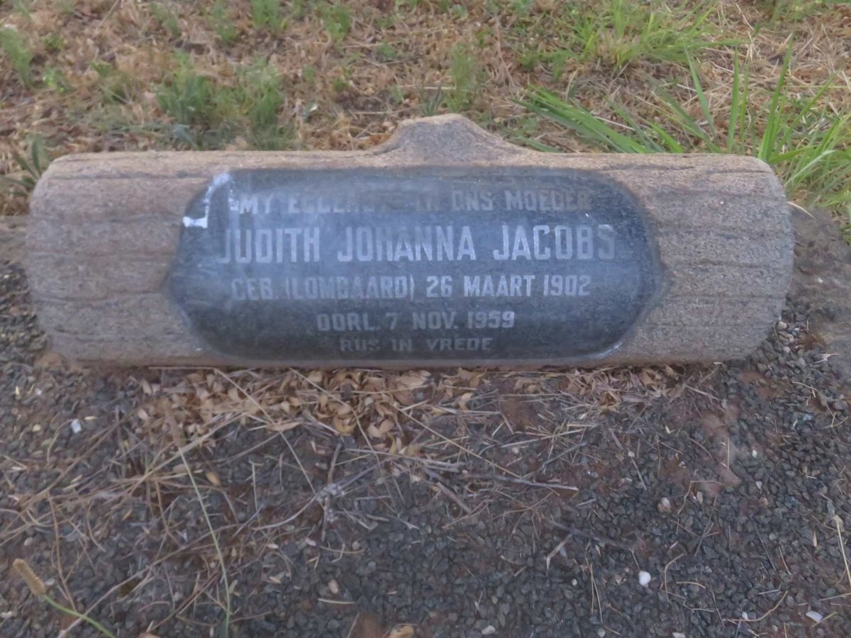 JACOBS Gert Cristoffel Johannes 1897-1977 &amp; Judith Johanna LOMBAARD 1902-1959