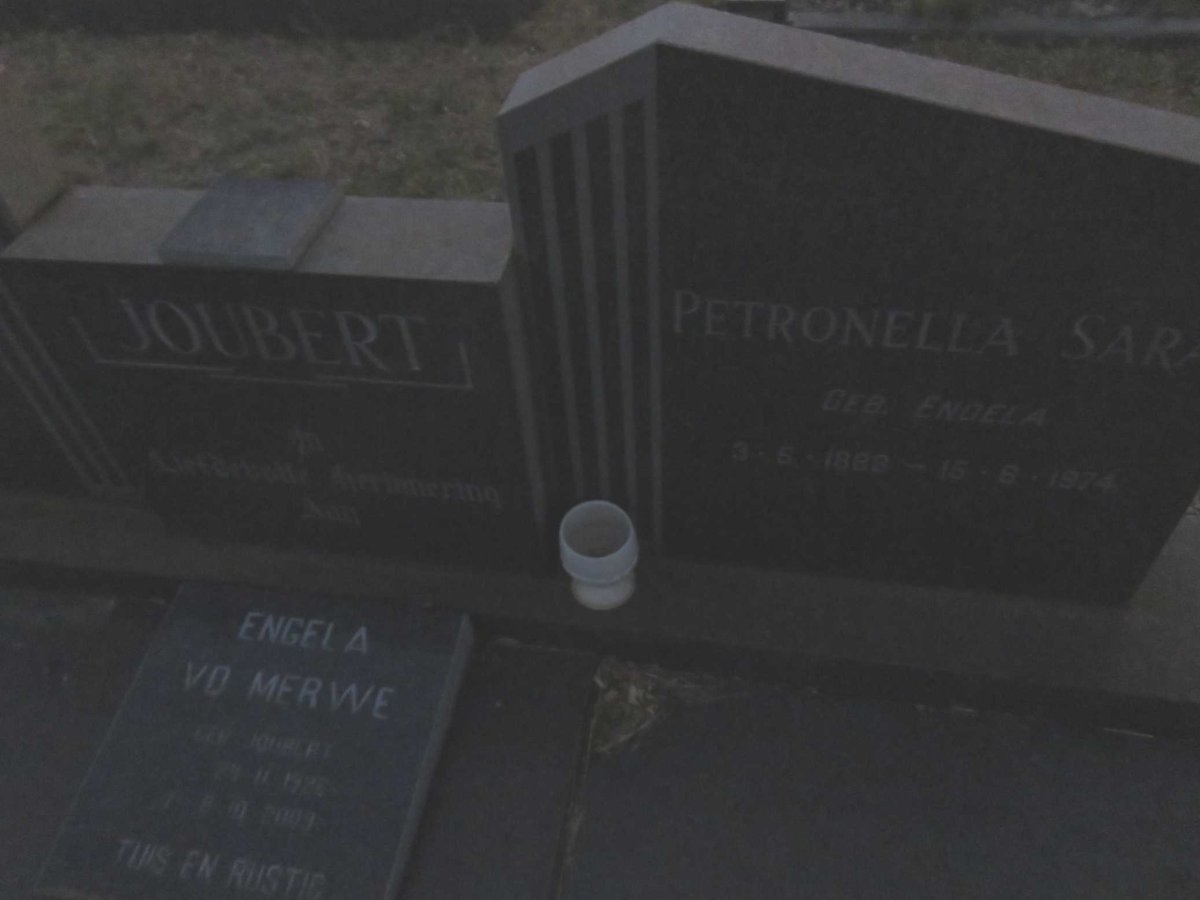 JOUBERT Pieter Gideon Rynier 1878-1971 &amp; Petronella Sarah ENGELA 1886-1974 ::  V.D. MERWE Engela nee JOUBERT 1920-200?