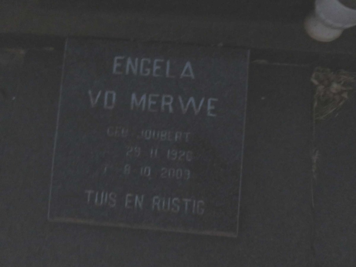 JOUBERT Pieter Gideon Rynier 1878-1971 &amp; Petronella Sarah ENGELA 1886-1974 ::  V.D. MERWE Engela nee JOUBERT 1920-200?