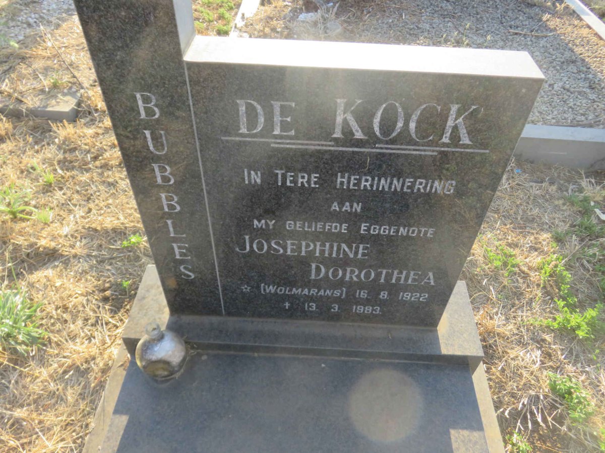 KOCK Josephine Dorothea, de nee WOLMARANS 1922-1983