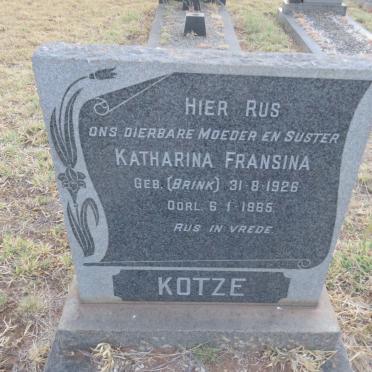 KOTZE Katharina Fransina nee BRINK 1926-1965