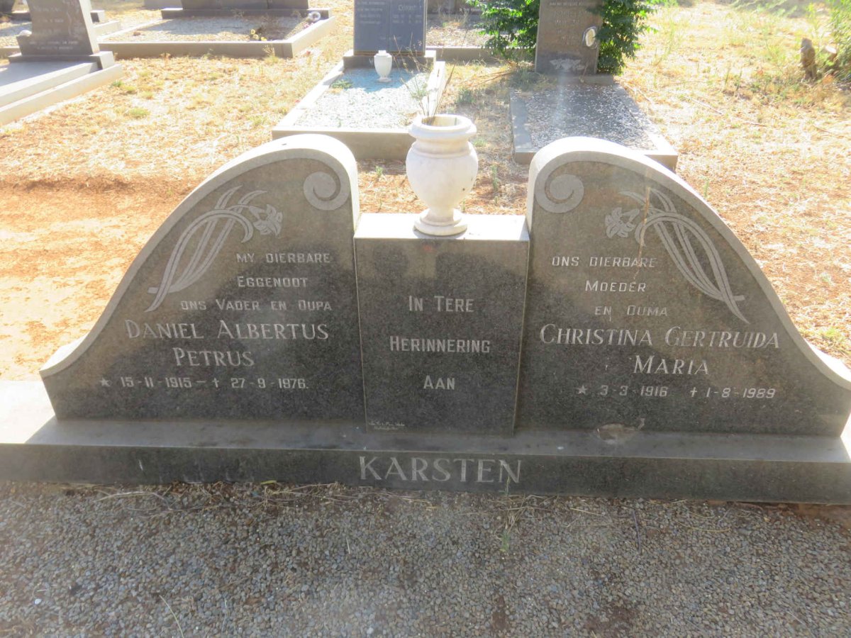 KARSTEN Daniel Albertus 1915-1976 &amp; Christina Gertruida Maria 1916-1989