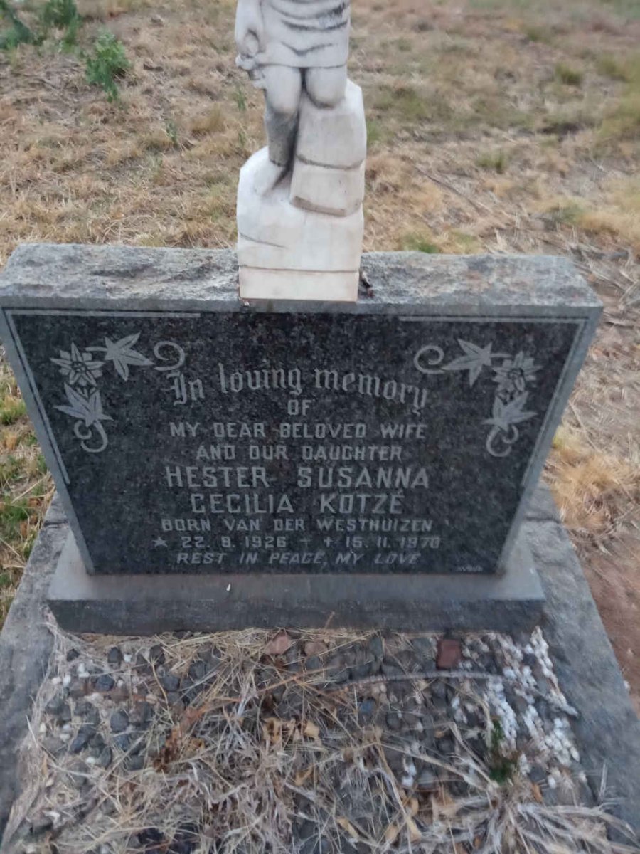 KOTZE Hester Susanna Cecilia nee VAN DER WESTHUIZEN 1926-197?