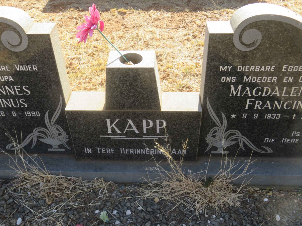 KAPP Johannes Marthinus 1925-1990 &amp; Magdalena Francina 1933-1976
