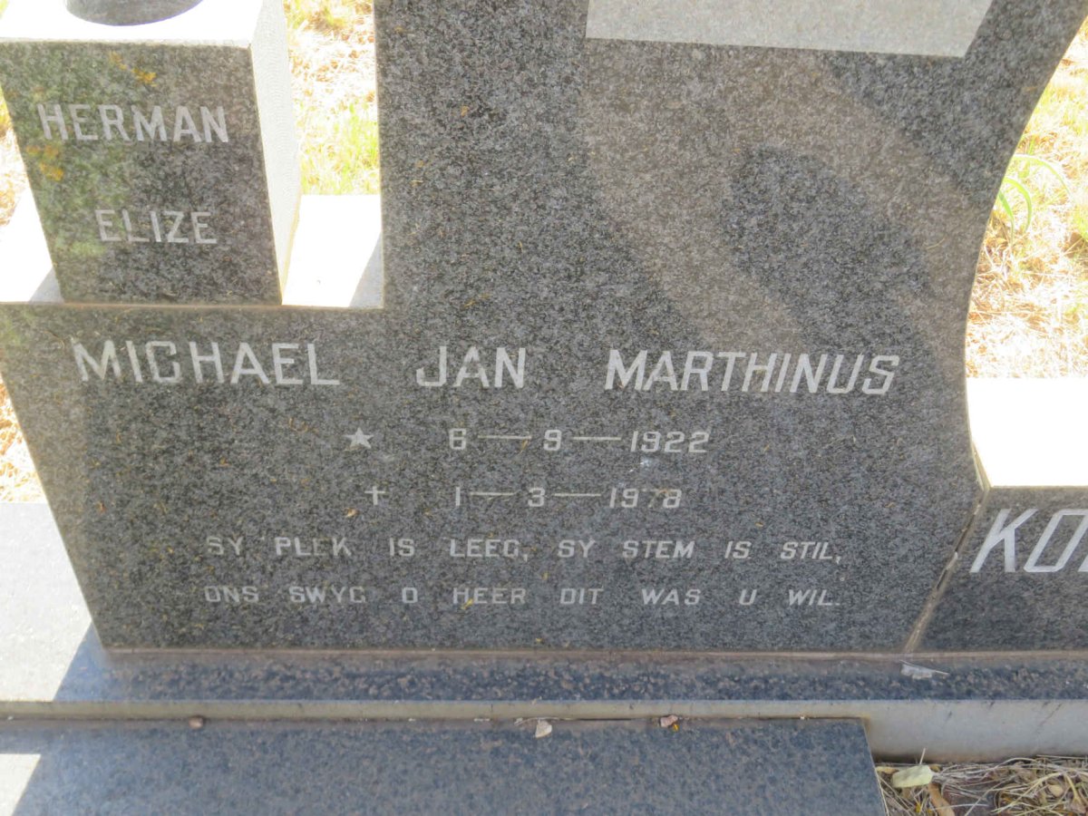 KOEKEMOER Michael Jan Marthinus 1922-1978 &amp; Helena Christina 1919-2000