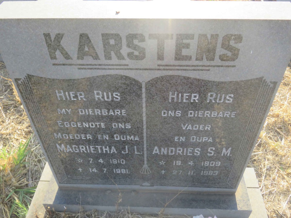 KARSTENS Andries S.M. 1909-1983 &amp; Magrietha J.L. 1910-1981