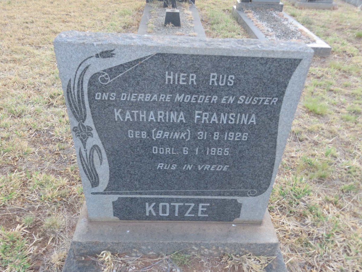 KOTZE Katharina Fransina nee BRINK 1926-1965