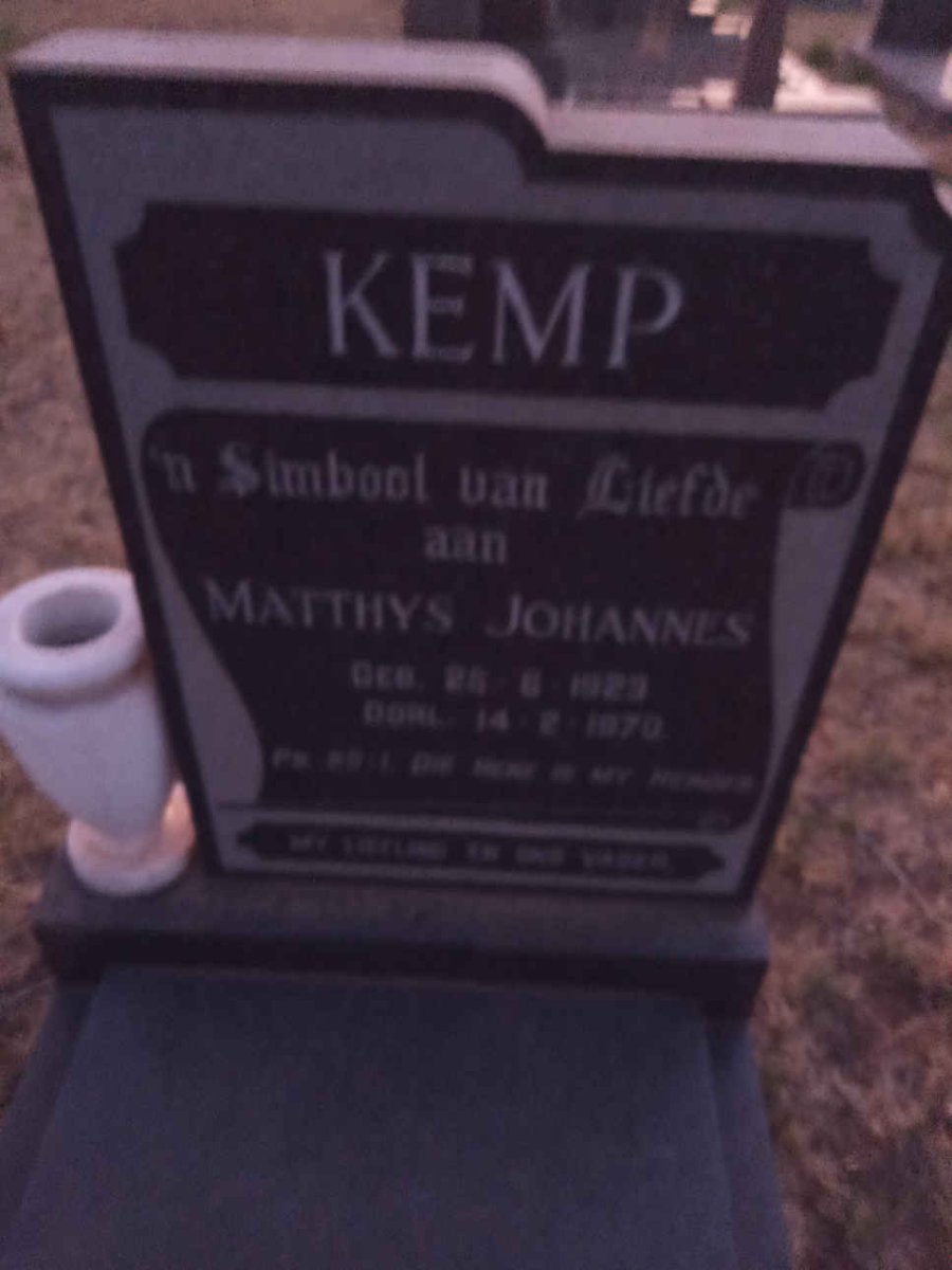 KEMP Matthys Johannes 1923-1970