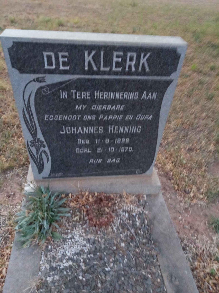 KLERK Johannes Henning, de 1922-1970
