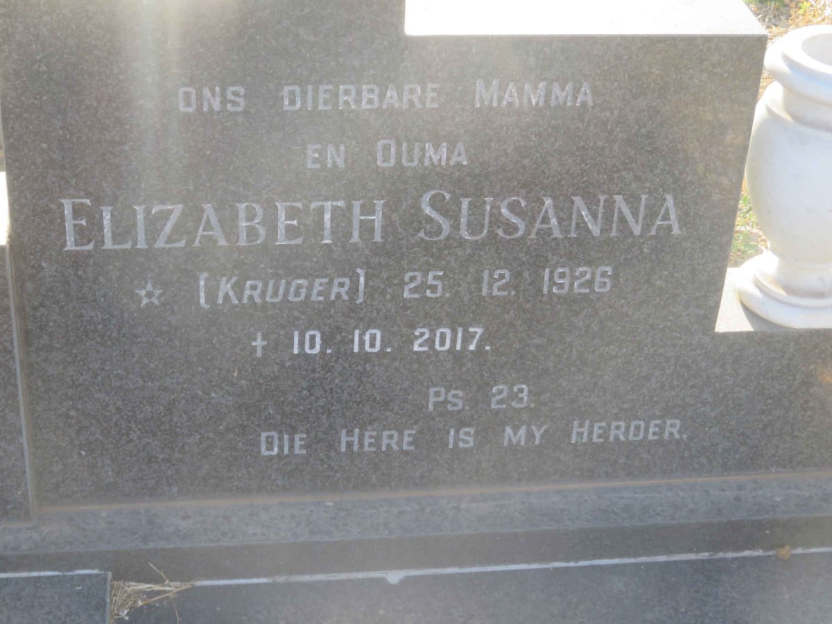 KIRSTEIN Elizabeth Susanna nee KRUGER 1926-2017