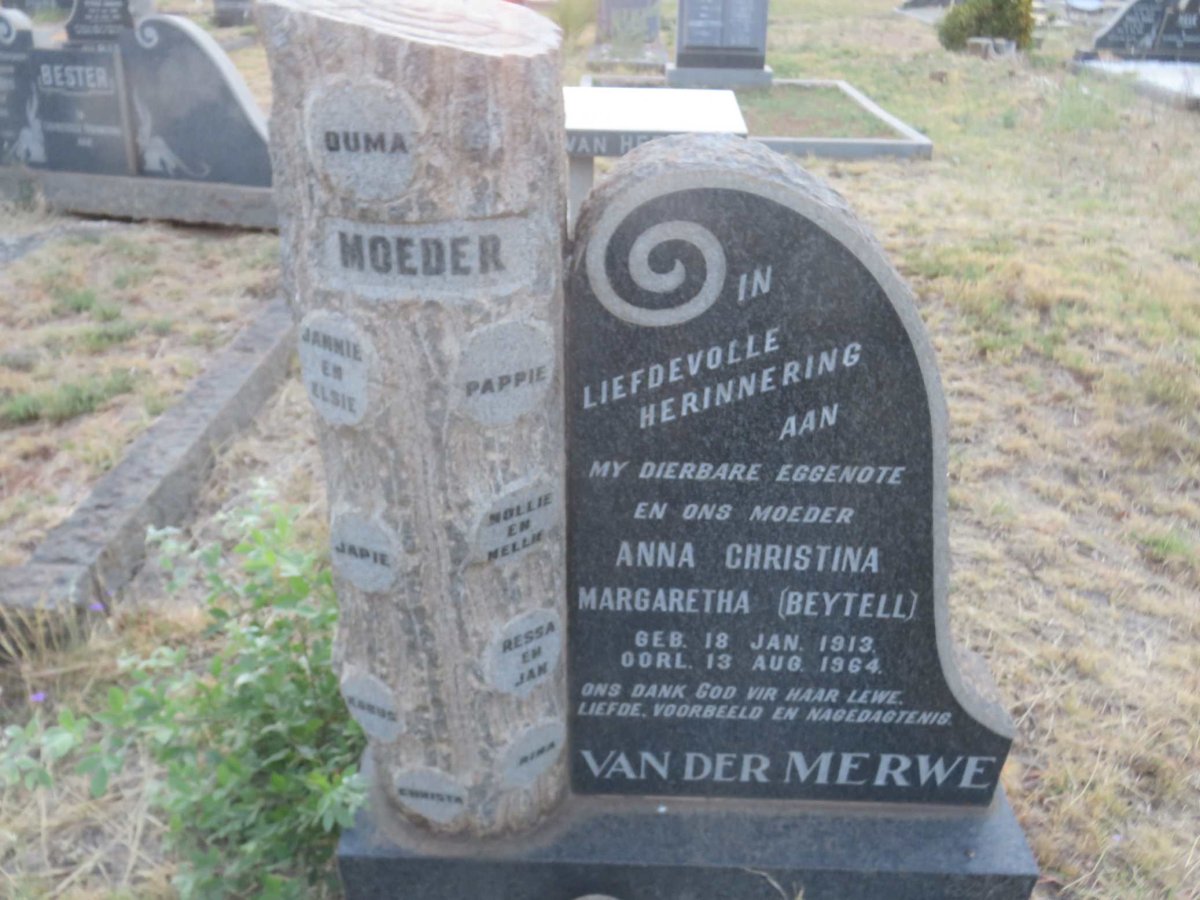 MERWE Anna Christina Margaretha, van der nee BEYTELL 1913-1964